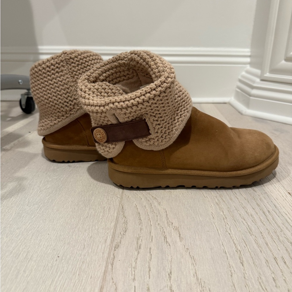 UGG Tan Knit Cuff Boots